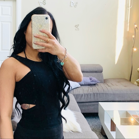 ๐ BEBE BANDAGE BLACK CUT OUT ZIPPER SHIRT - Picture 4 of 4